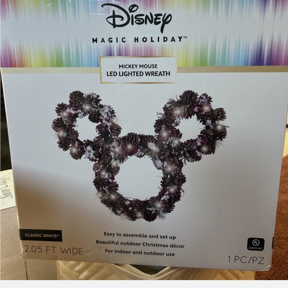 Mickey Mouse Pinecone Holiday Wreath with Red Accents - Picture 3 of 5